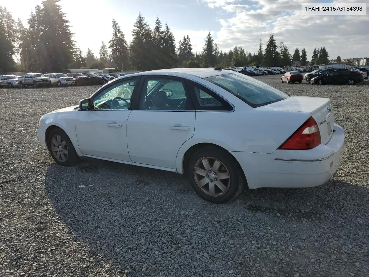 2007 Ford Five Hundred Sel VIN: 1FAHP24157G154398 Lot: 74328764