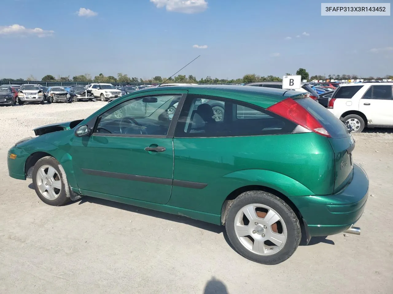 2003 Ford Focus Zx3 VIN: 3FAFP313X3R143452 Lot: 70458314