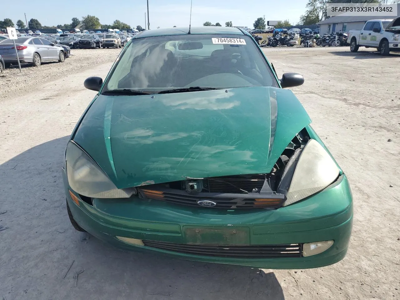 2003 Ford Focus Zx3 VIN: 3FAFP313X3R143452 Lot: 70458314