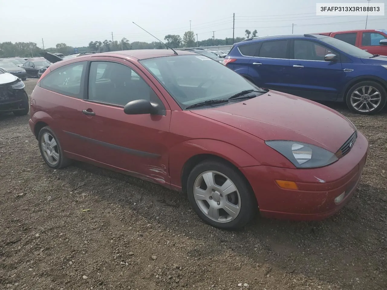 2003 Ford Focus Zx3 VIN: 3FAFP313X3R188813 Lot: 70890304