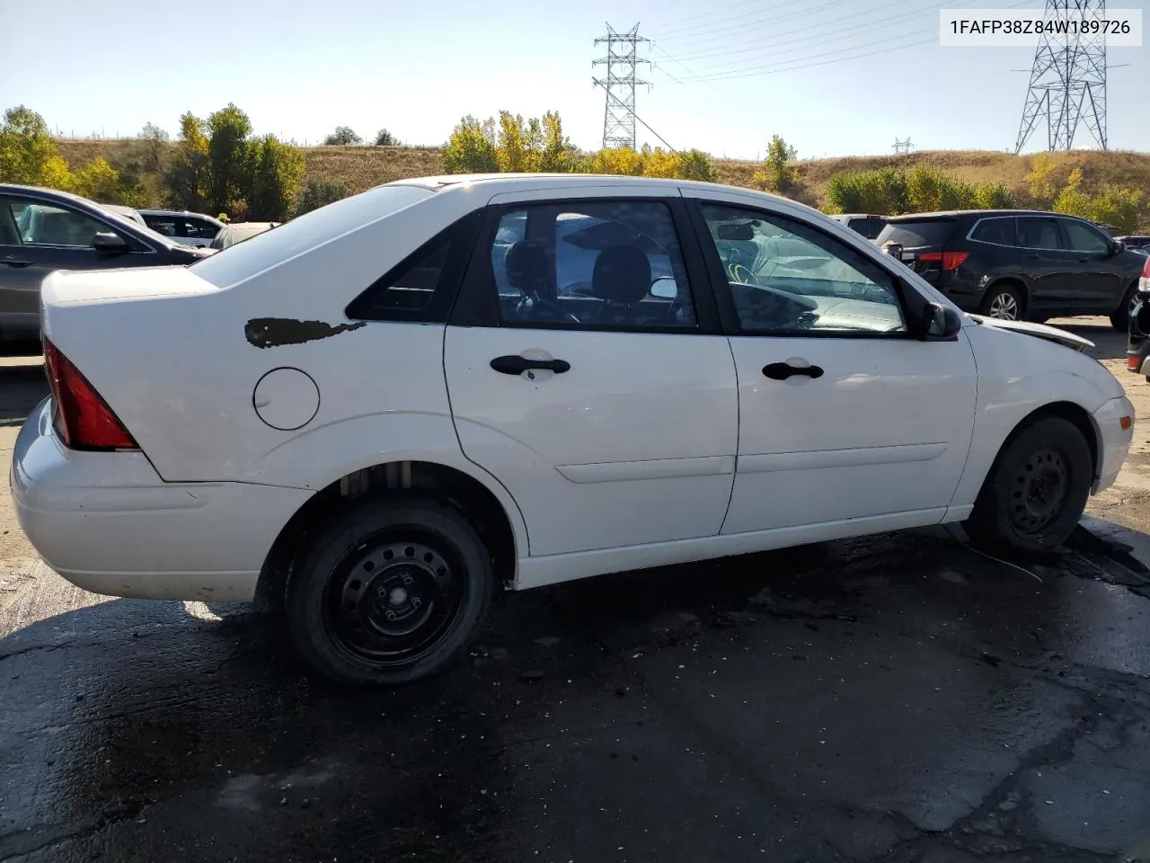 2004 Ford Focus Zts VIN: 1FAFP38Z84W189726 Lot: 75332854