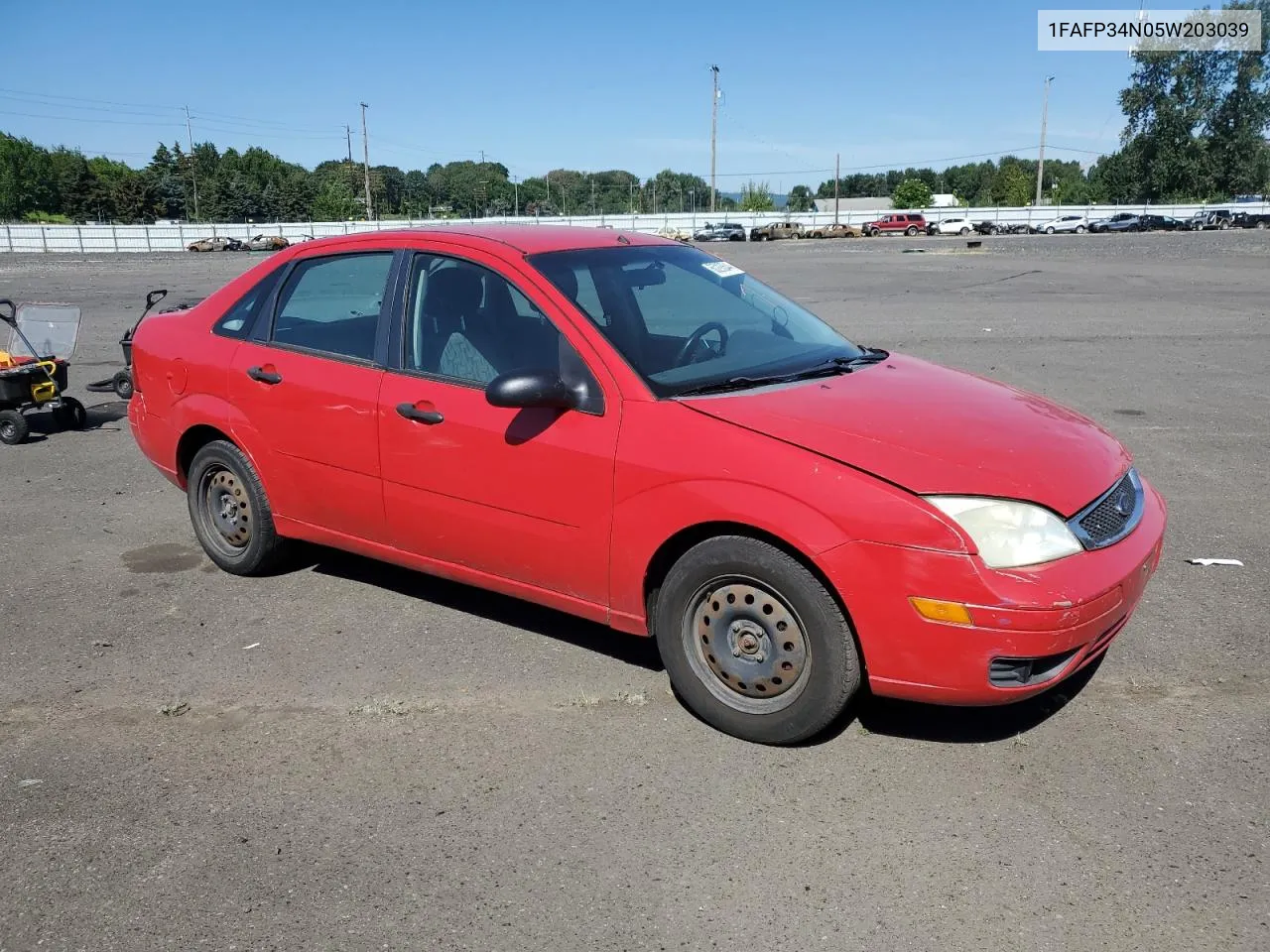 2005 Ford Focus Zx4 VIN: 1FAFP34N05W203039 Lot: 60293644