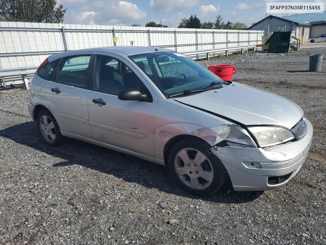 2005 Ford Focus Zx5 VIN: 3FAFP37N35R115455 Lot: 75157484