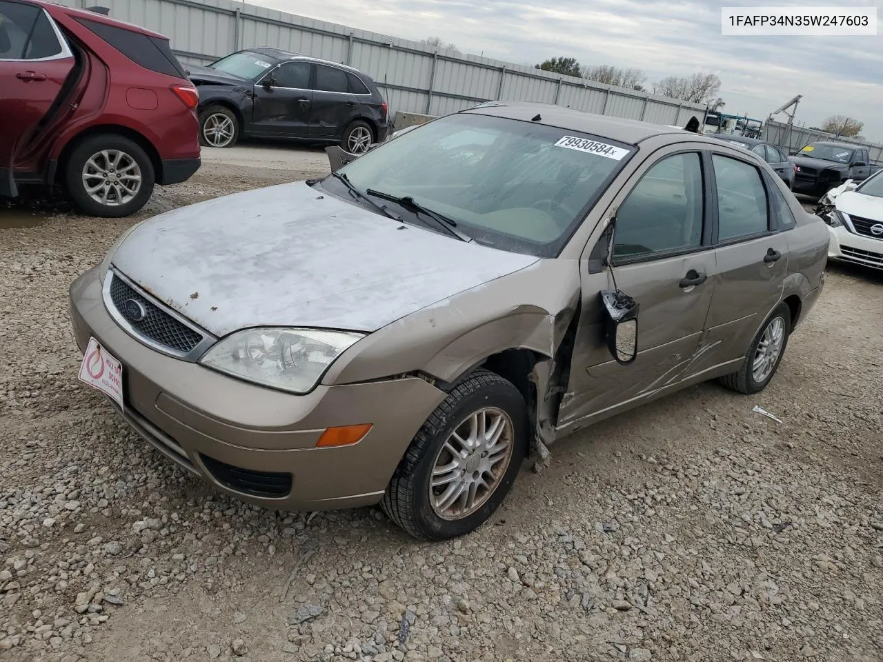 2005 Ford Focus Zx4 VIN: 1FAFP34N35W247603 Lot: 79930584