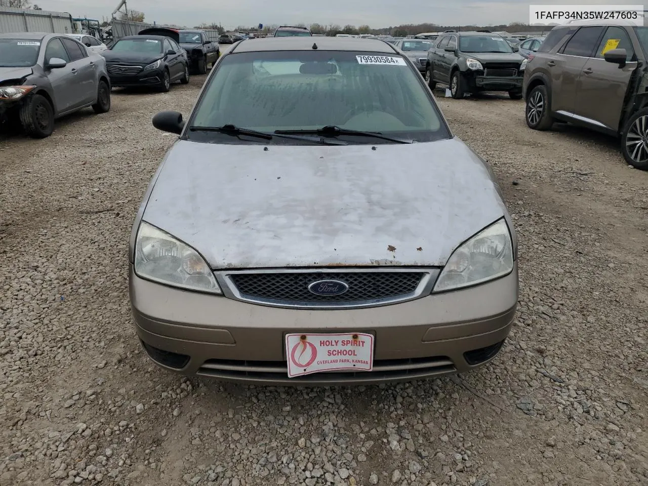 2005 Ford Focus Zx4 VIN: 1FAFP34N35W247603 Lot: 79930584