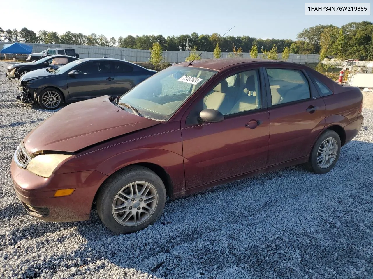 2006 Ford Focus Zx4 VIN: 1FAFP34N76W219885 Lot: 70407804