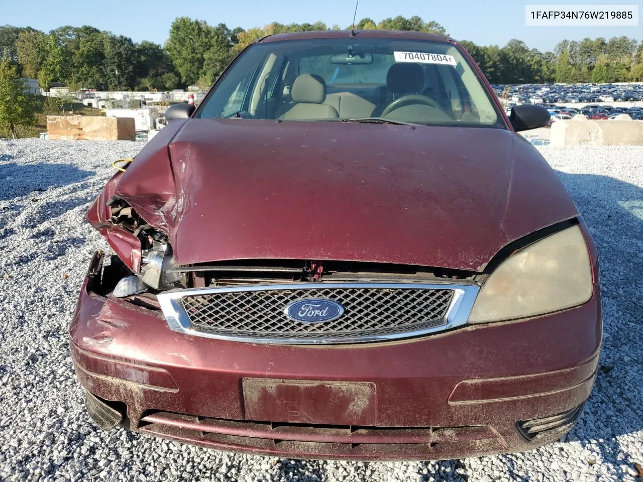 2006 Ford Focus Zx4 VIN: 1FAFP34N76W219885 Lot: 70407804