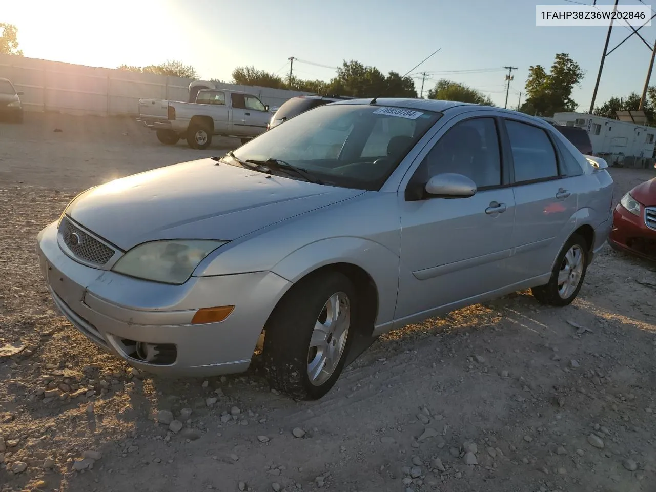 2006 Ford Focus Zx4 St VIN: 1FAHP38Z36W202846 Lot: 70559784