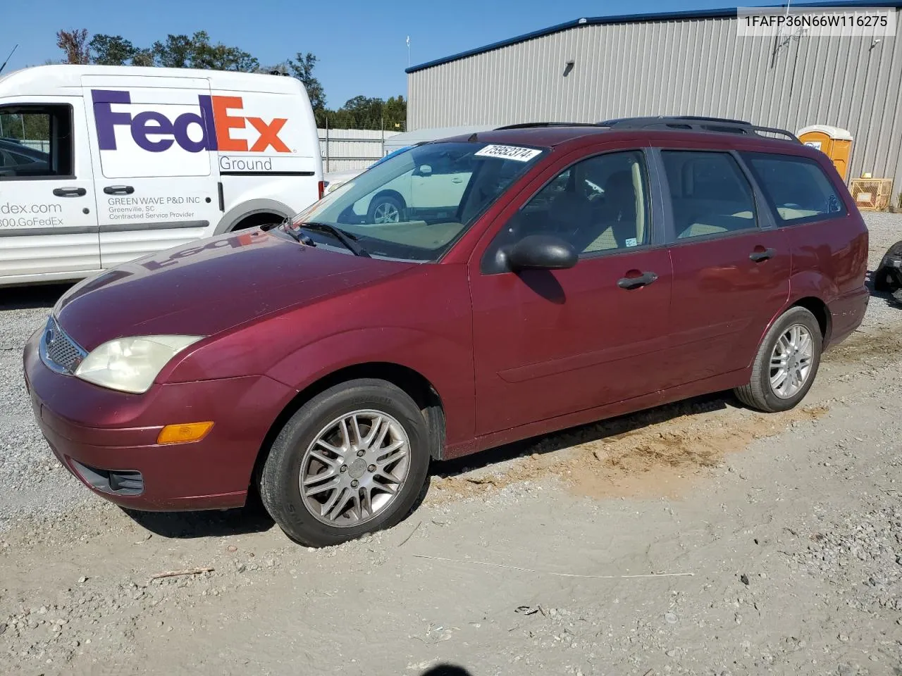 2006 Ford Focus Zxw VIN: 1FAFP36N66W116275 Lot: 75952374