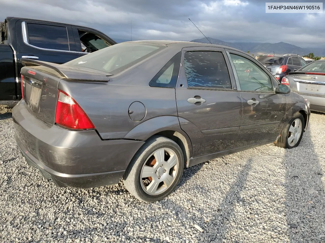 2006 Ford Focus Zx4 VIN: 1FAHP34N46W190516 Lot: 78307914