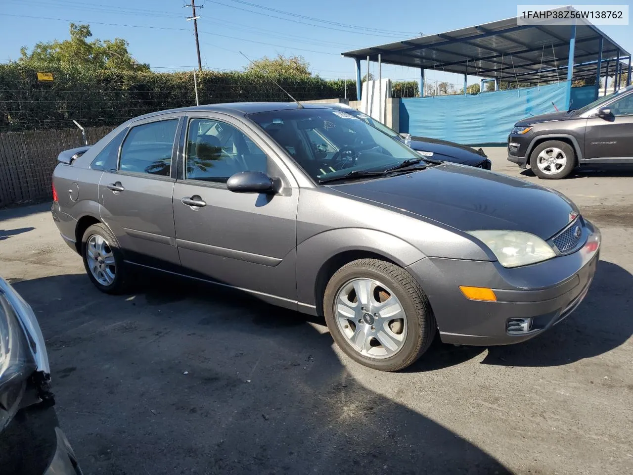 2006 Ford Focus Zx4 St VIN: 1FAHP38Z56W138762 Lot: 78839254