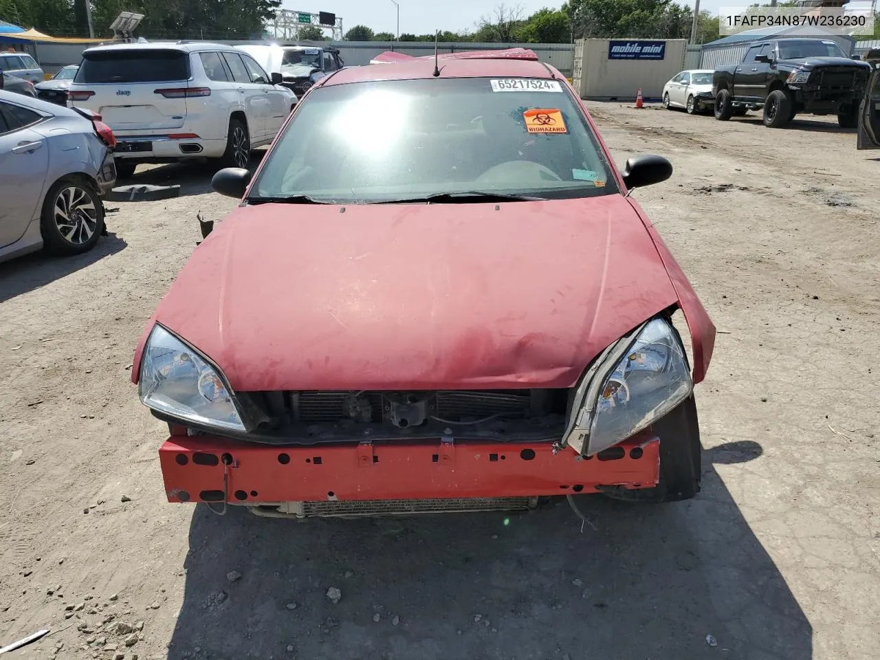 2007 Ford Focus Zx4 VIN: 1FAFP34N87W236230 Lot: 65217524