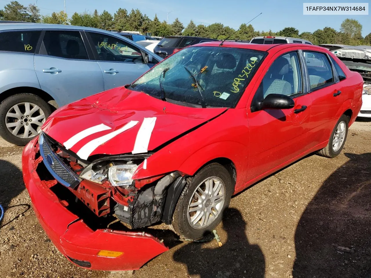 1FAFP34NX7W314684 2007 Ford Focus Zx4