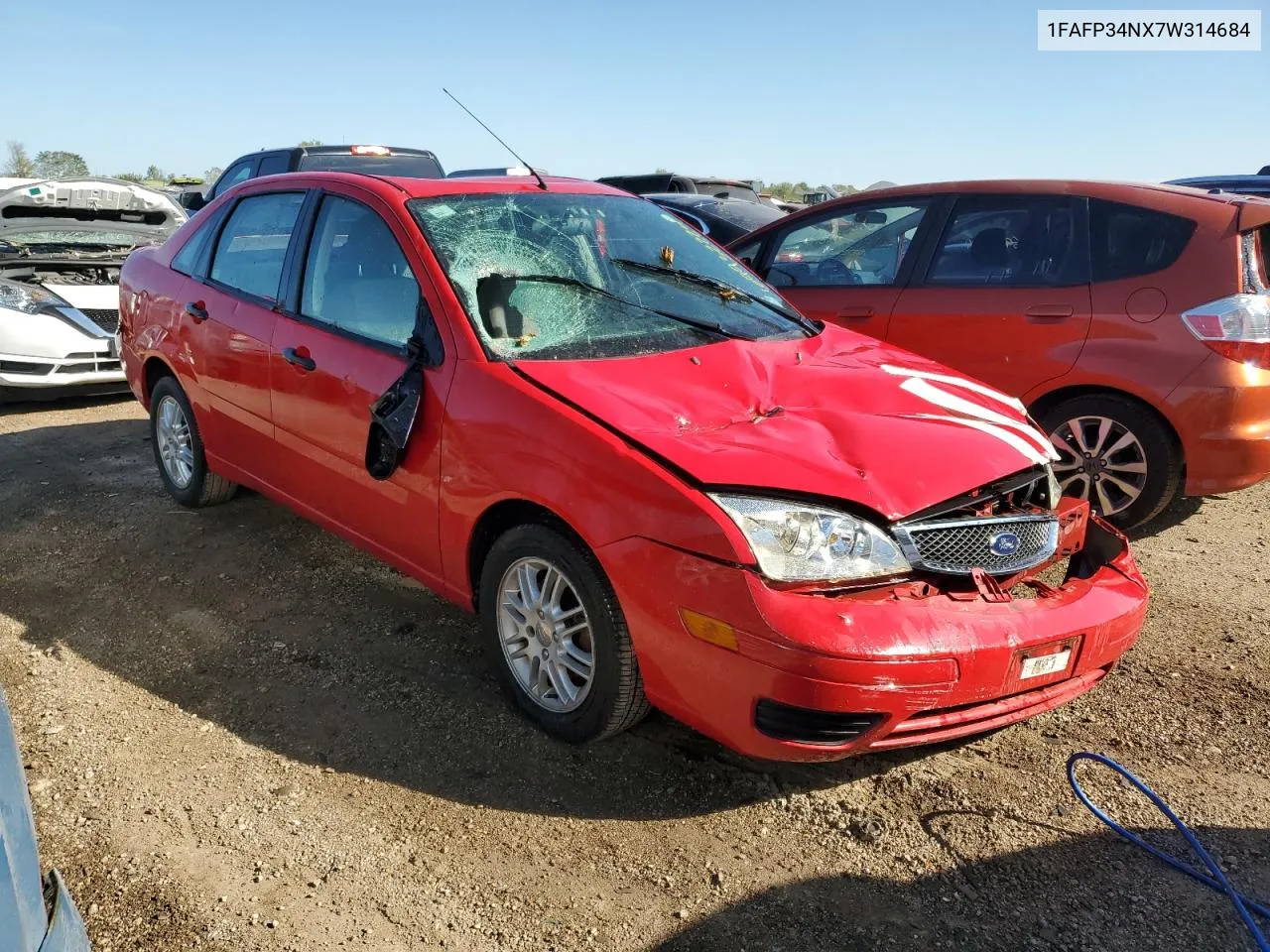 1FAFP34NX7W314684 2007 Ford Focus Zx4