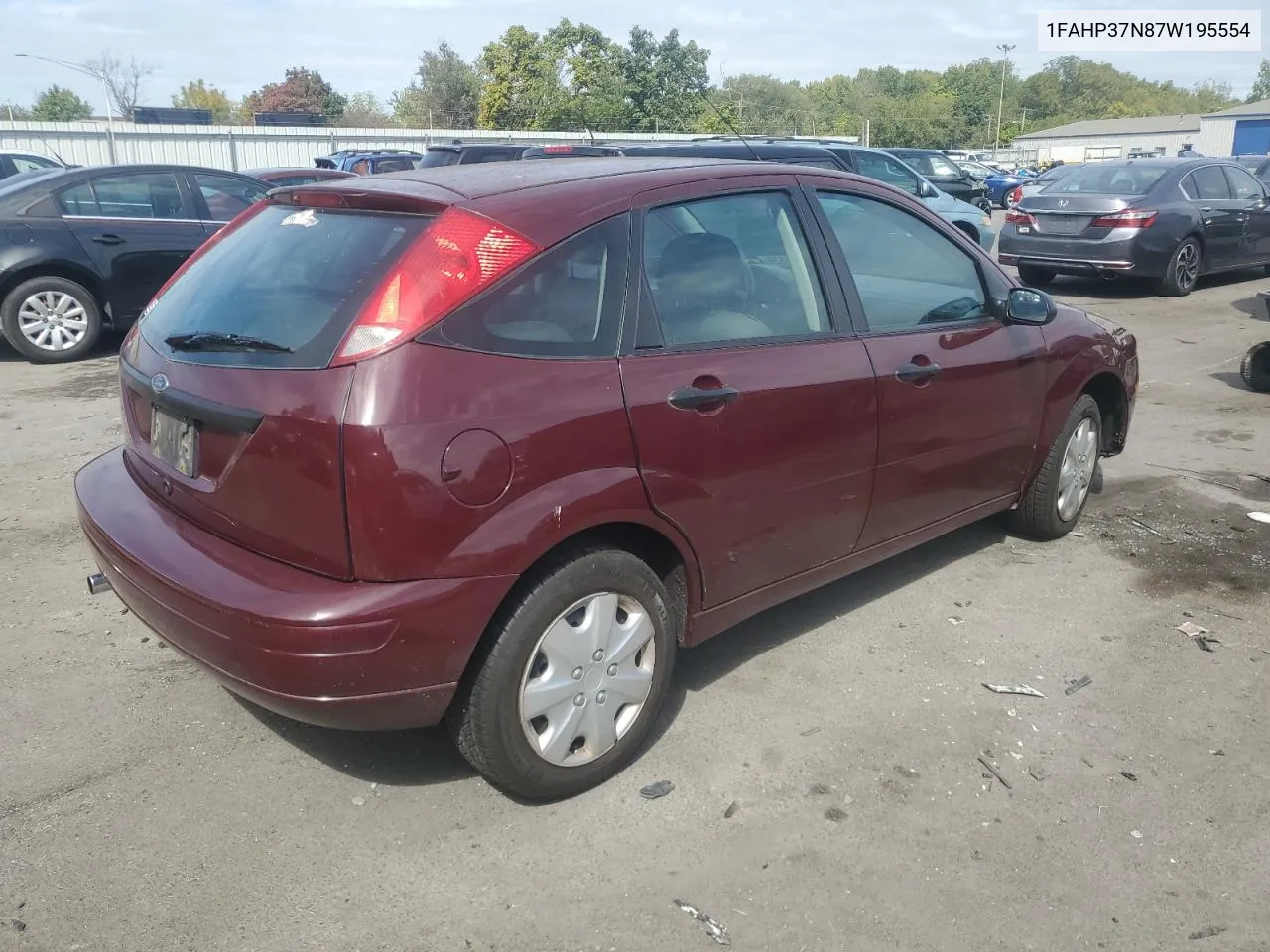 2007 Ford Focus Zx5 VIN: 1FAHP37N87W195554 Lot: 72261634