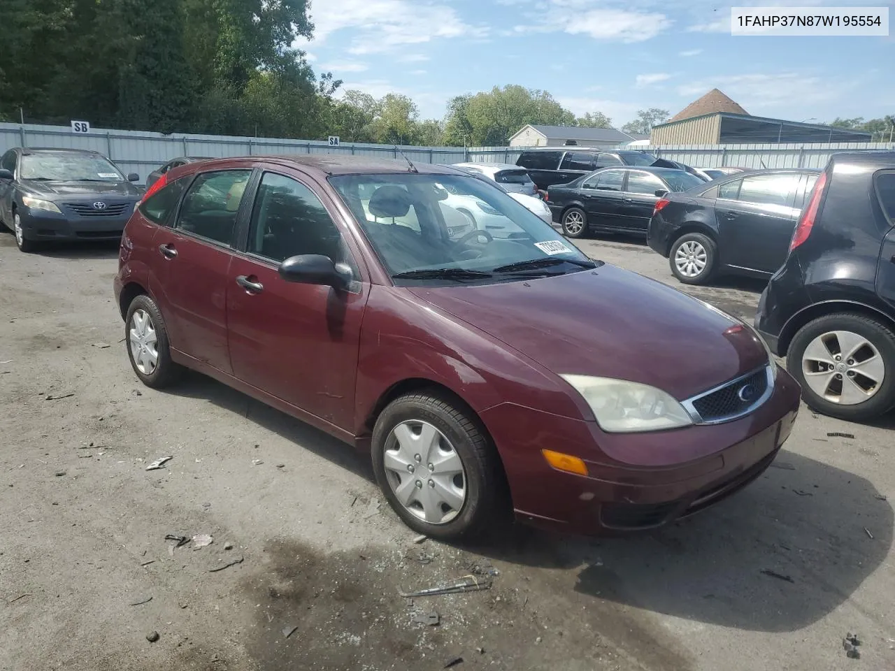 2007 Ford Focus Zx5 VIN: 1FAHP37N87W195554 Lot: 72261634