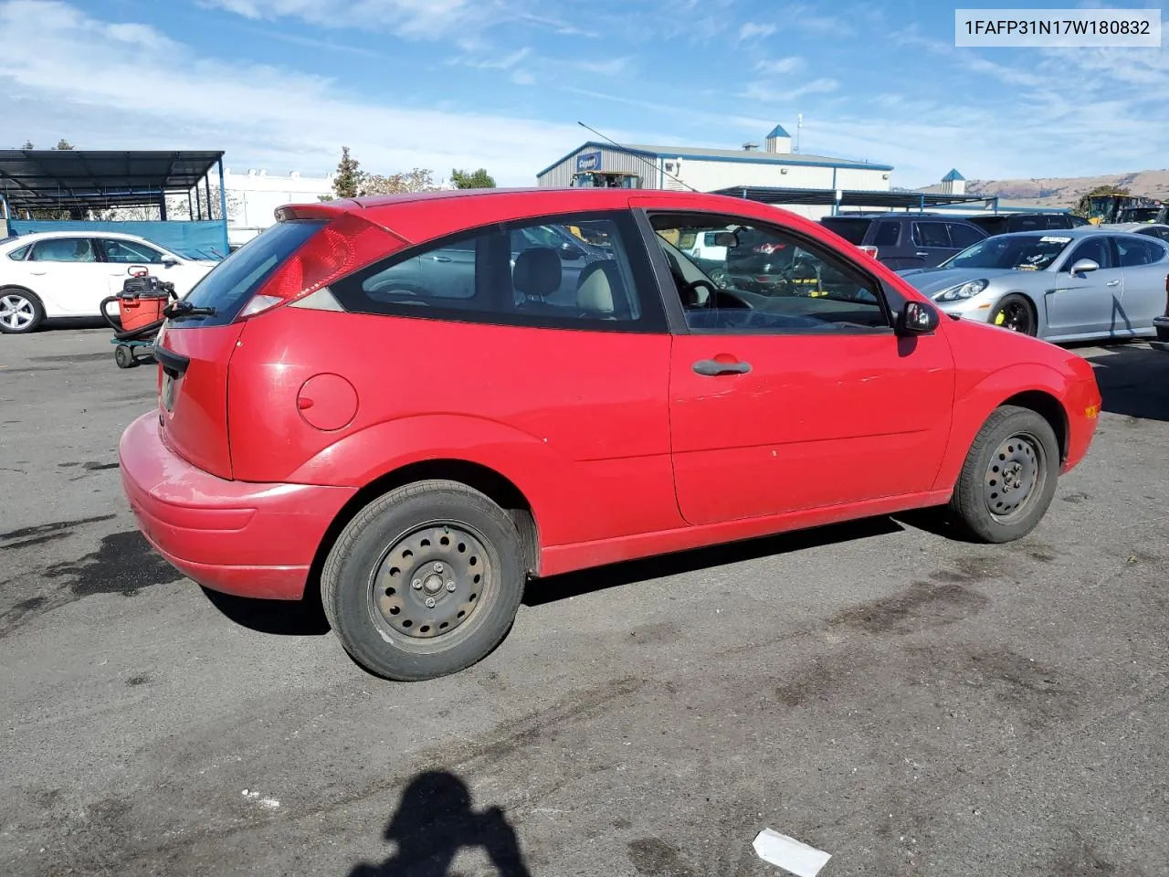 2007 Ford Focus Zx3 VIN: 1FAFP31N17W180832 Lot: 80795484