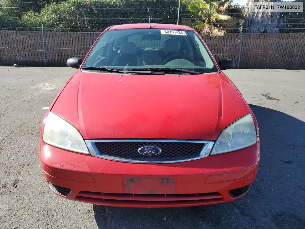 2007 Ford Focus Zx3 VIN: 1FAFP31N17W180832 Lot: 80795484