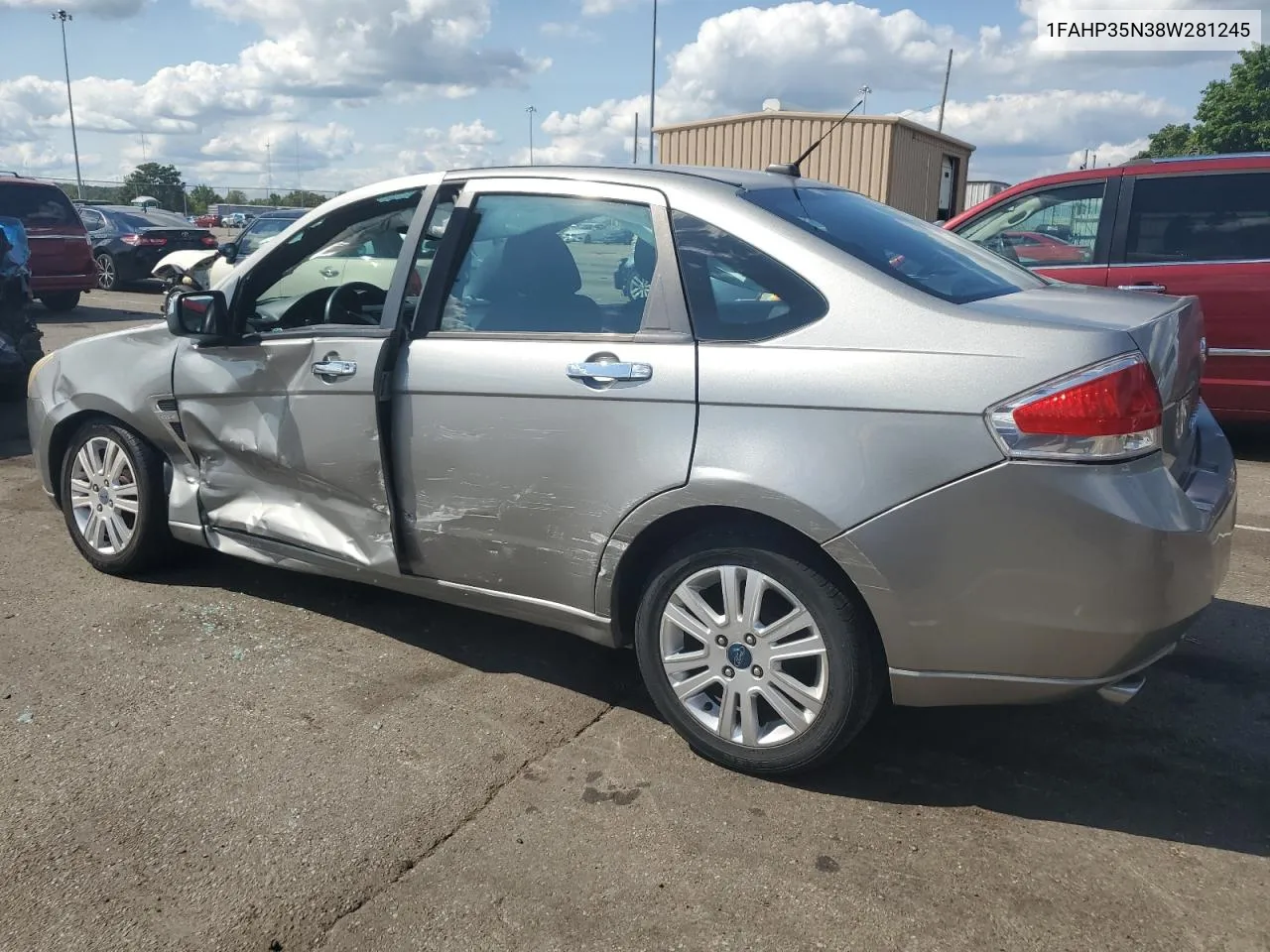 2008 Ford Focus Se VIN: 1FAHP35N38W281245 Lot: 63498504