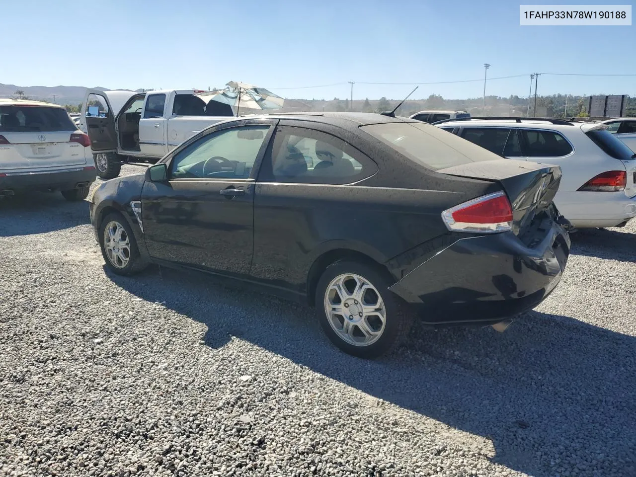 2008 Ford Focus Se VIN: 1FAHP33N78W190188 Lot: 67979394