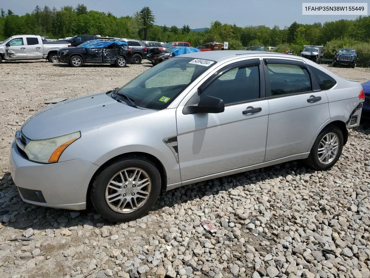 2008 Ford Focus Se VIN: 1FAHP35N38W155449 Lot: 70363984