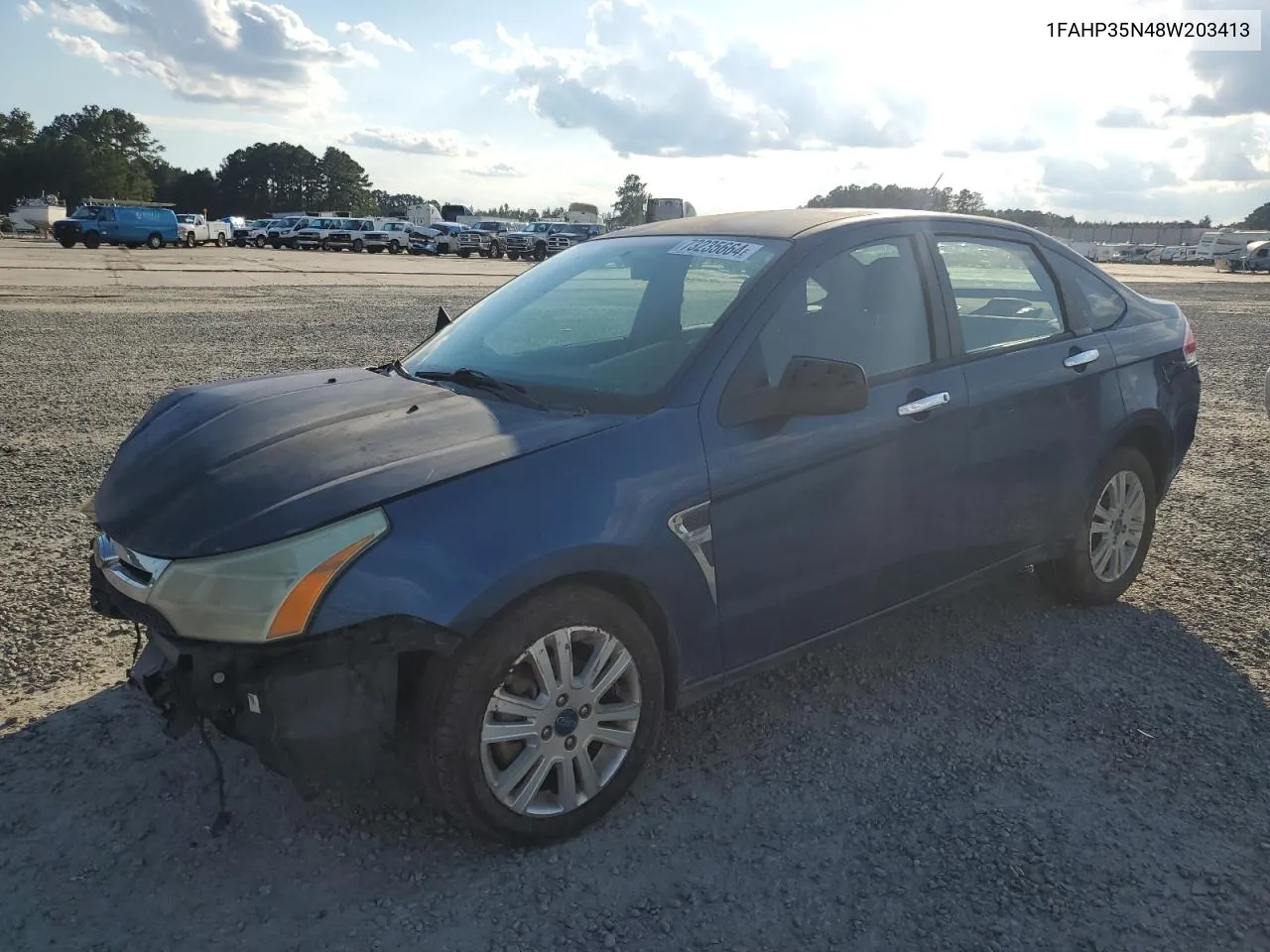 2008 Ford Focus Se VIN: 1FAHP35N48W203413 Lot: 73235664