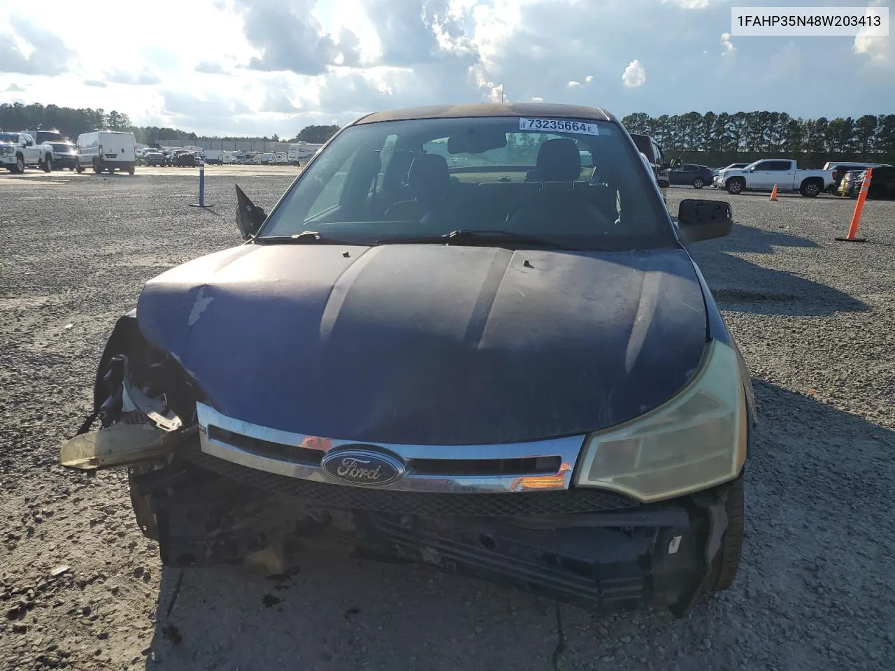 2008 Ford Focus Se VIN: 1FAHP35N48W203413 Lot: 73235664