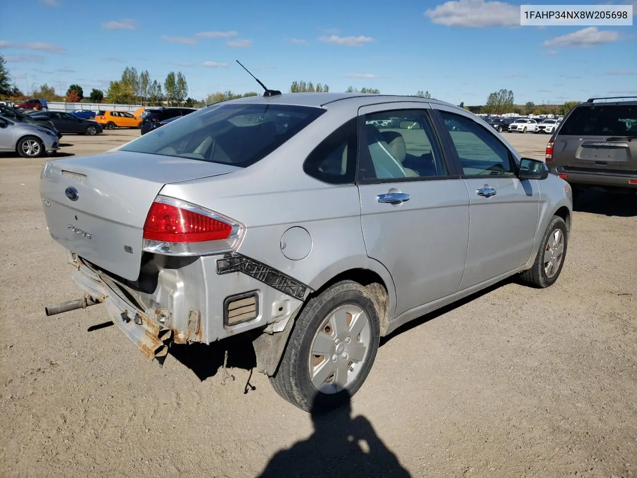 2008 Ford Focus S/Se VIN: 1FAHP34NX8W205698 Lot: 75321834