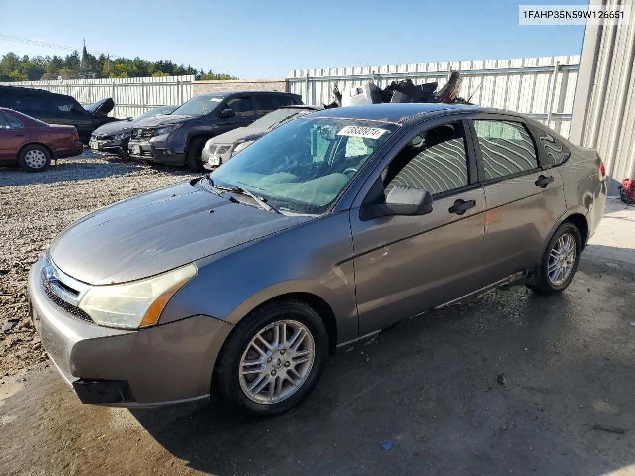 2009 Ford Focus Se VIN: 1FAHP35N59W126651 Lot: 73830974