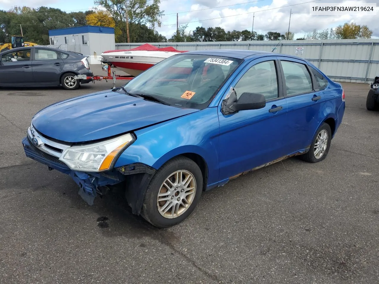 2010 Ford Focus Se VIN: 1FAHP3FN3AW219624 Lot: 75341384