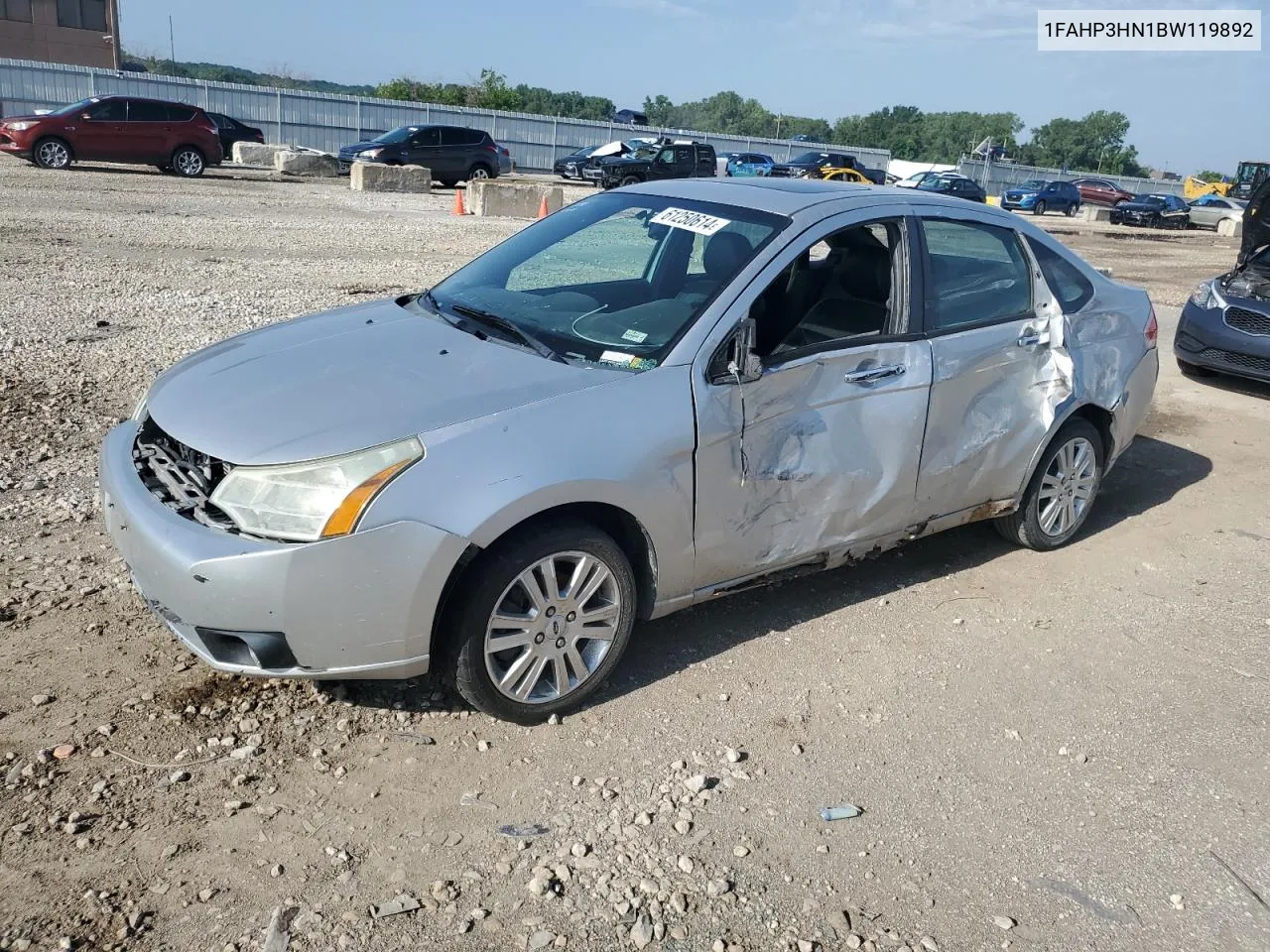 2011 Ford Focus Sel VIN: 1FAHP3HN1BW119892 Lot: 61250614