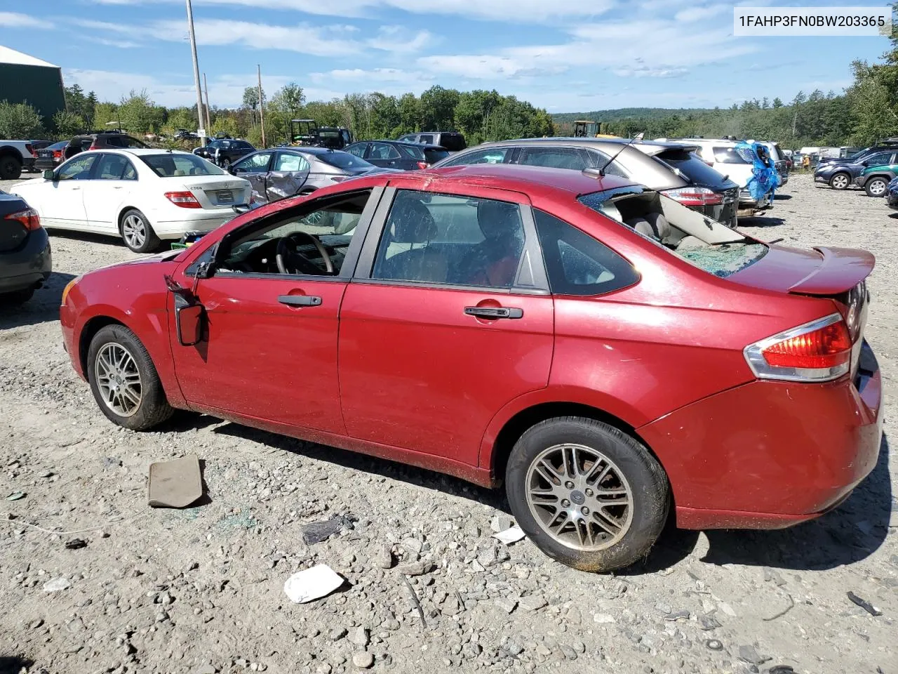 2011 Ford Focus Se VIN: 1FAHP3FN0BW203365 Lot: 70317124