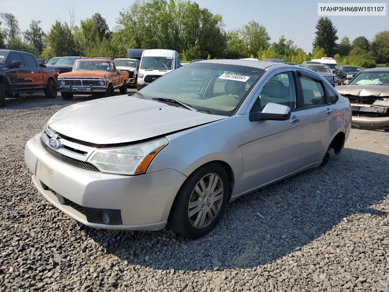 1FAHP3HN6BW151107 2011 Ford Focus Sel