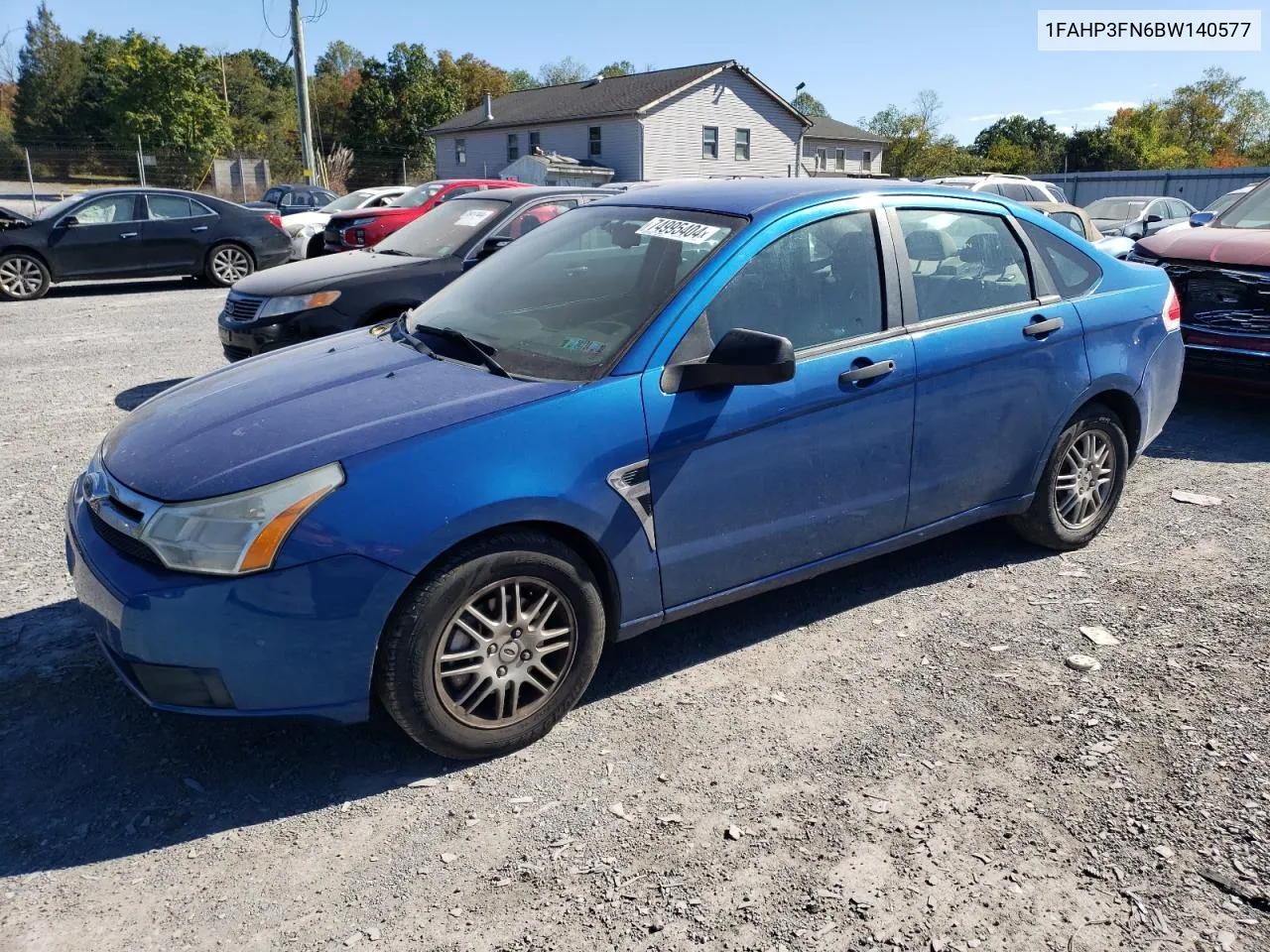 2011 Ford Focus Se VIN: 1FAHP3FN6BW140577 Lot: 74995404