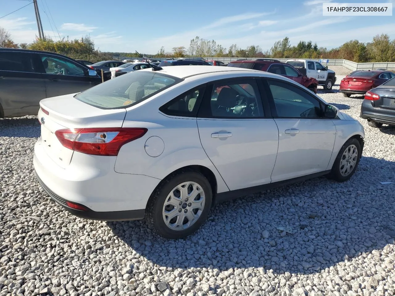 2012 Ford Focus Se VIN: 1FAHP3F23CL308667 Lot: 72588524