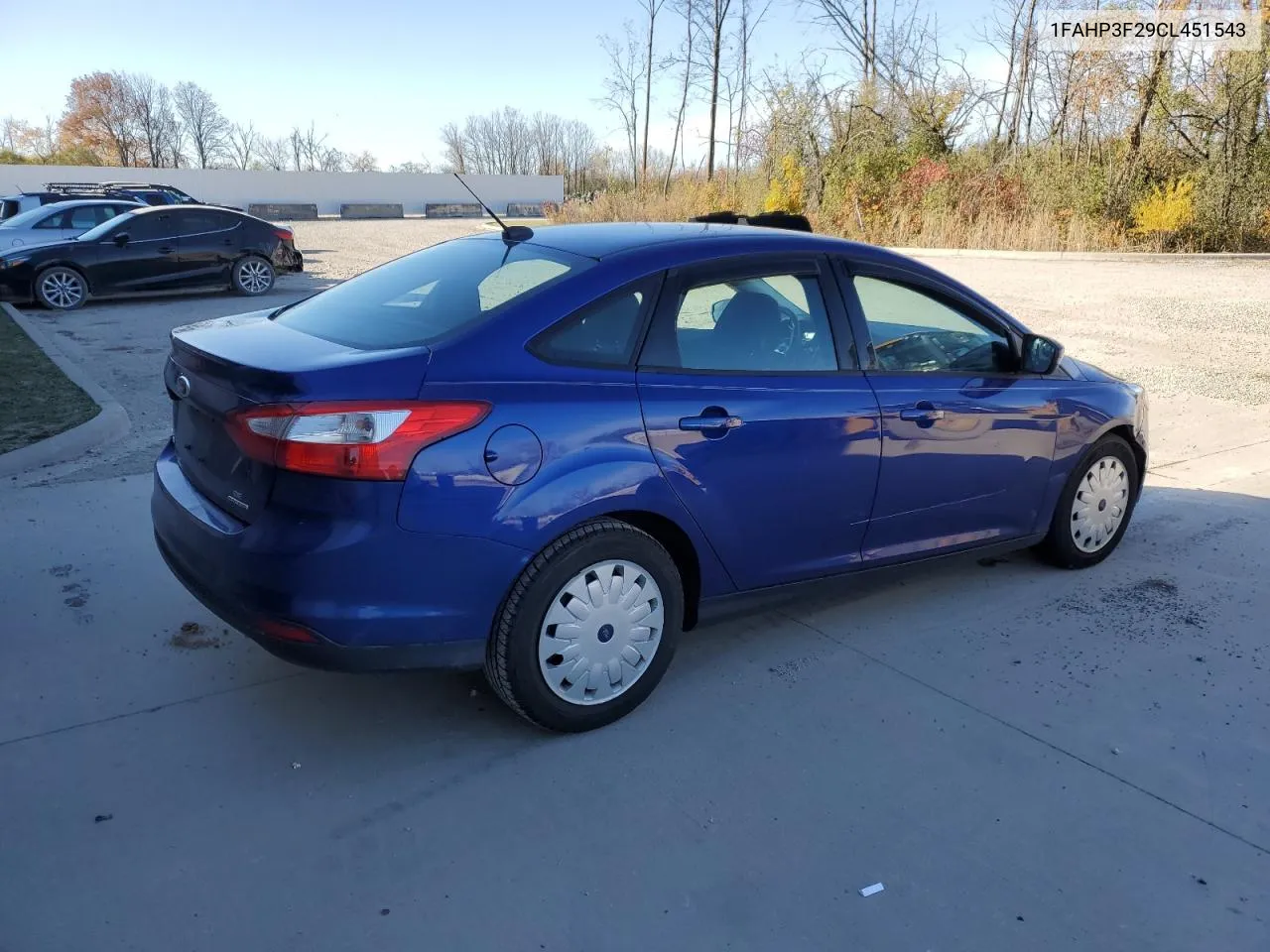 2012 Ford Focus Se VIN: 1FAHP3F29CL451543 Lot: 77304214