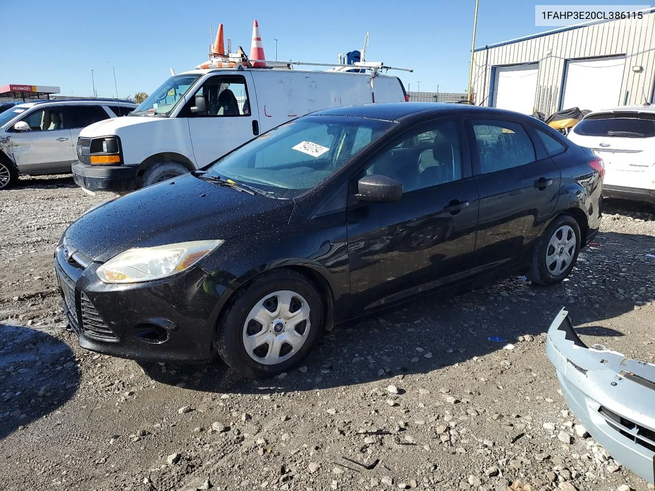 2012 Ford Focus S VIN: 1FAHP3E20CL386115 Lot: 79403194