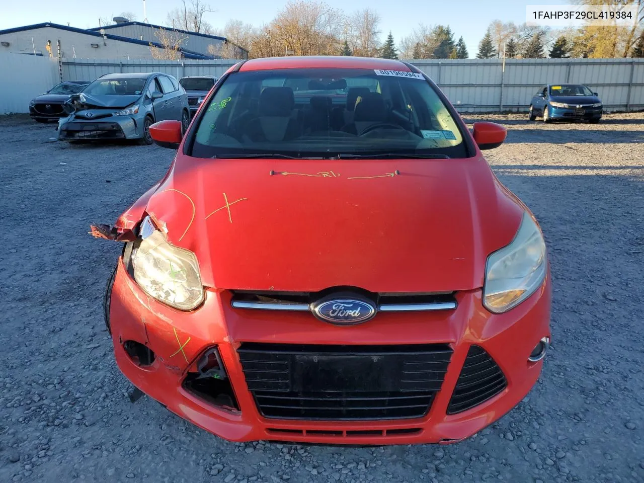 2012 Ford Focus Se VIN: 1FAHP3F29CL419384 Lot: 80196594