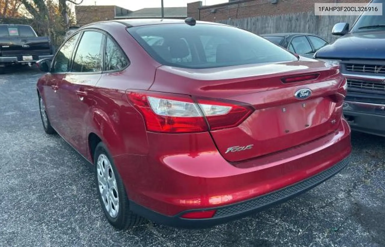 2012 Ford Focus Se VIN: 1FAHP3F20CL326916 Lot: 80765464