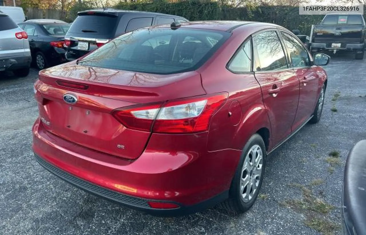 2012 Ford Focus Se VIN: 1FAHP3F20CL326916 Lot: 80765464