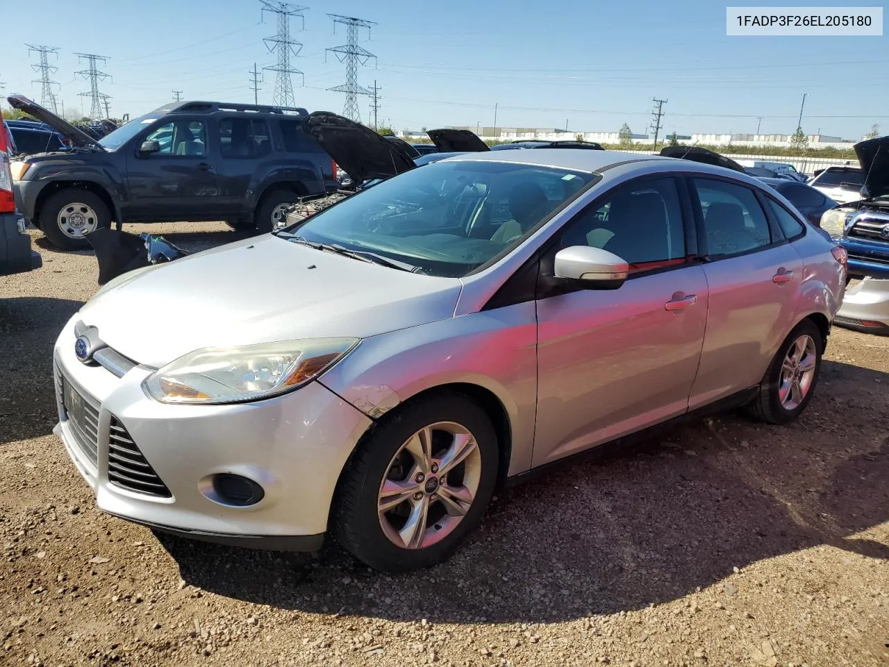 2014 Ford Focus Se VIN: 1FADP3F26EL205180 Lot: 72833234