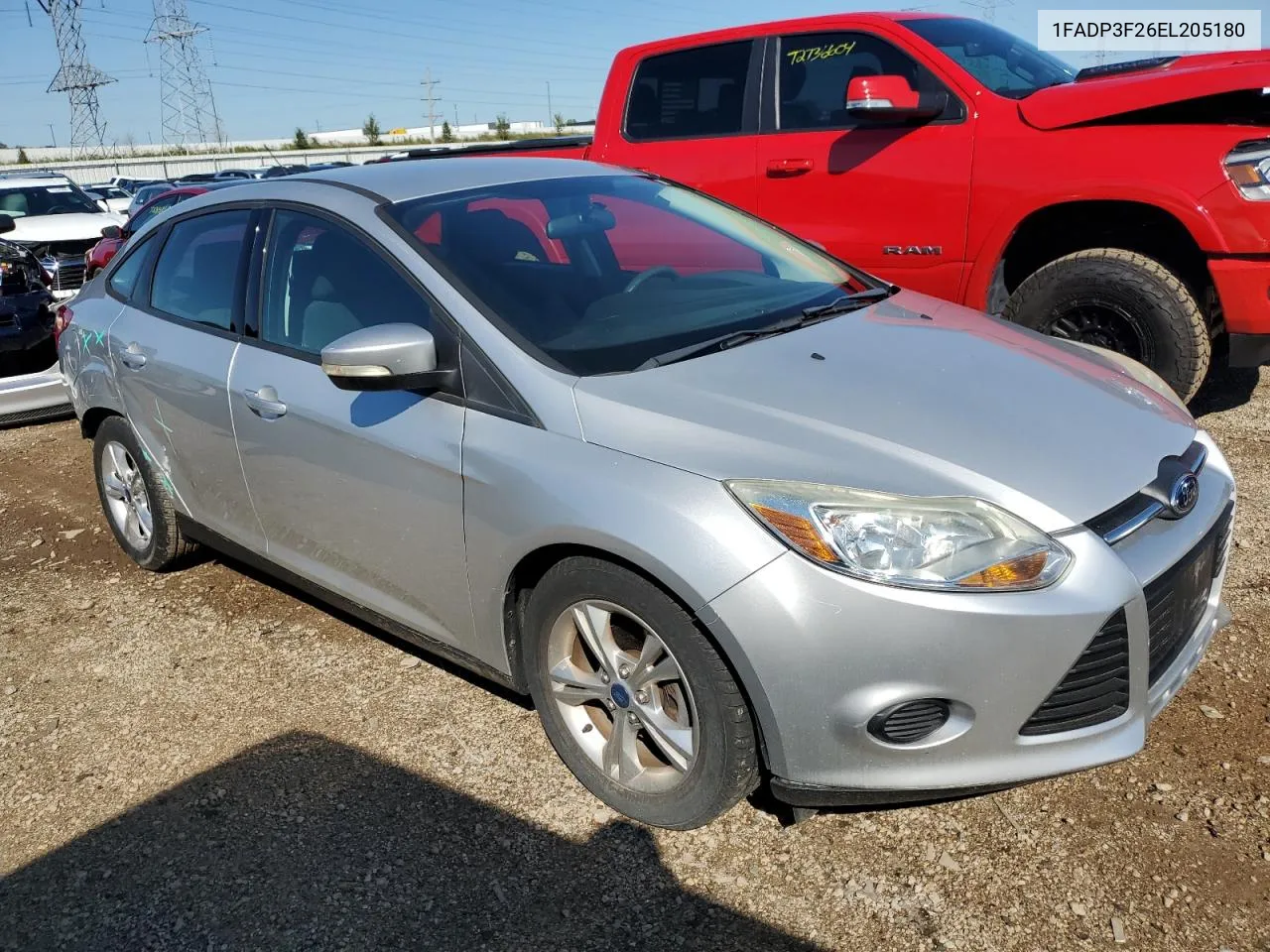 2014 Ford Focus Se VIN: 1FADP3F26EL205180 Lot: 72833234