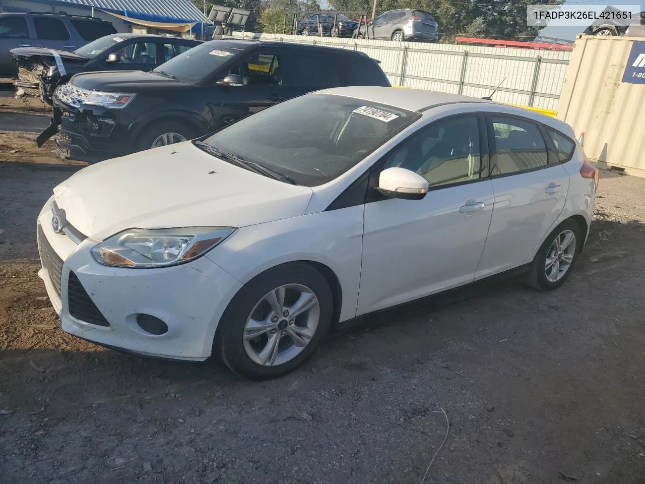 2014 Ford Focus Se VIN: 1FADP3K26EL421651 Lot: 74190704