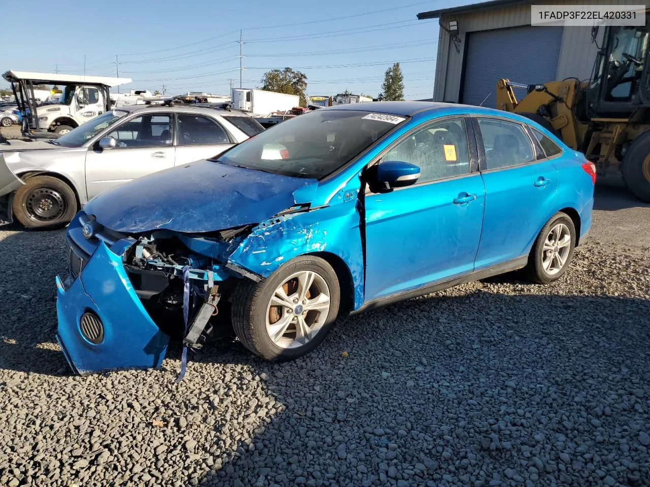 2014 Ford Focus Se VIN: 1FADP3F22EL420331 Lot: 74242984