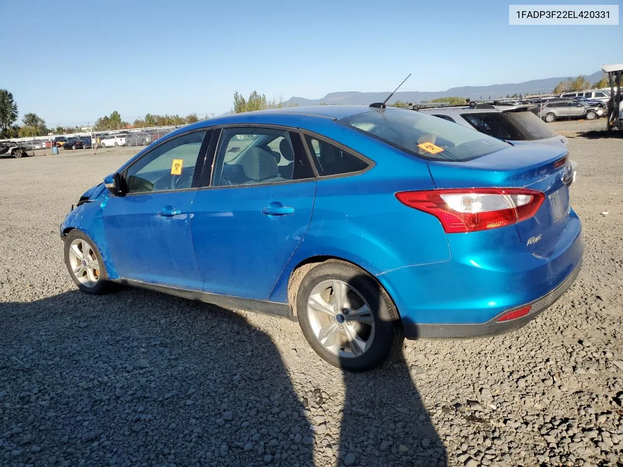 2014 Ford Focus Se VIN: 1FADP3F22EL420331 Lot: 74242984