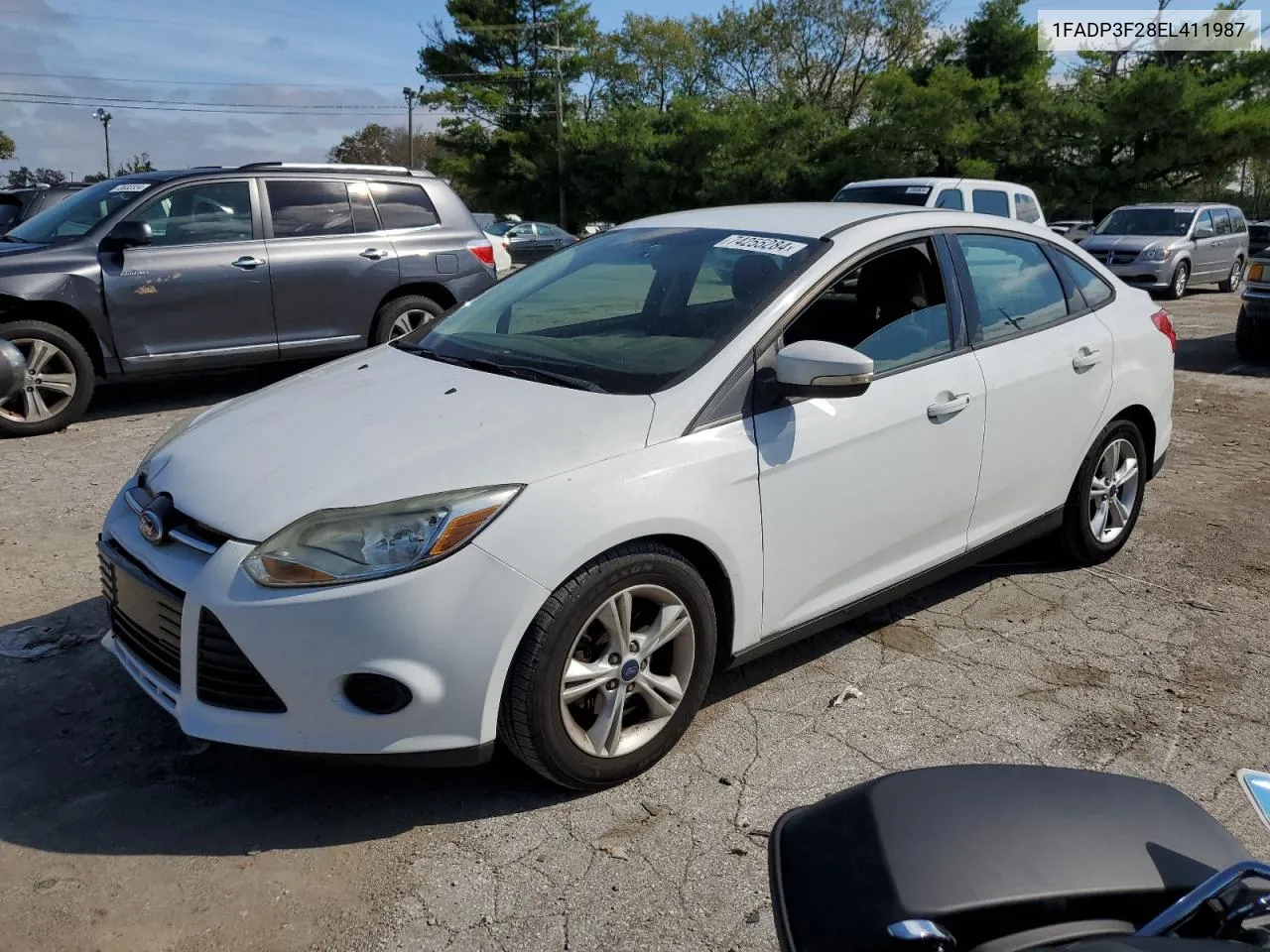 2014 Ford Focus Se VIN: 1FADP3F28EL411987 Lot: 74255284