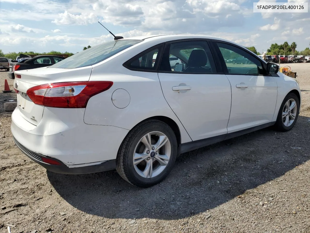 2014 Ford Focus Se VIN: 1FADP3F20EL400126 Lot: 74334564