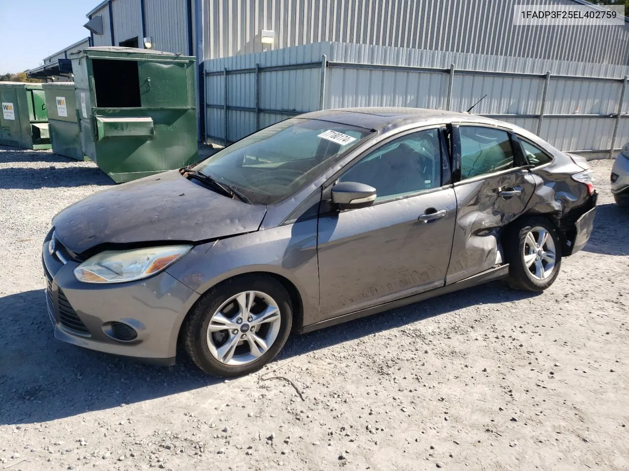 2014 Ford Focus Se VIN: 1FADP3F25EL402759 Lot: 77180174