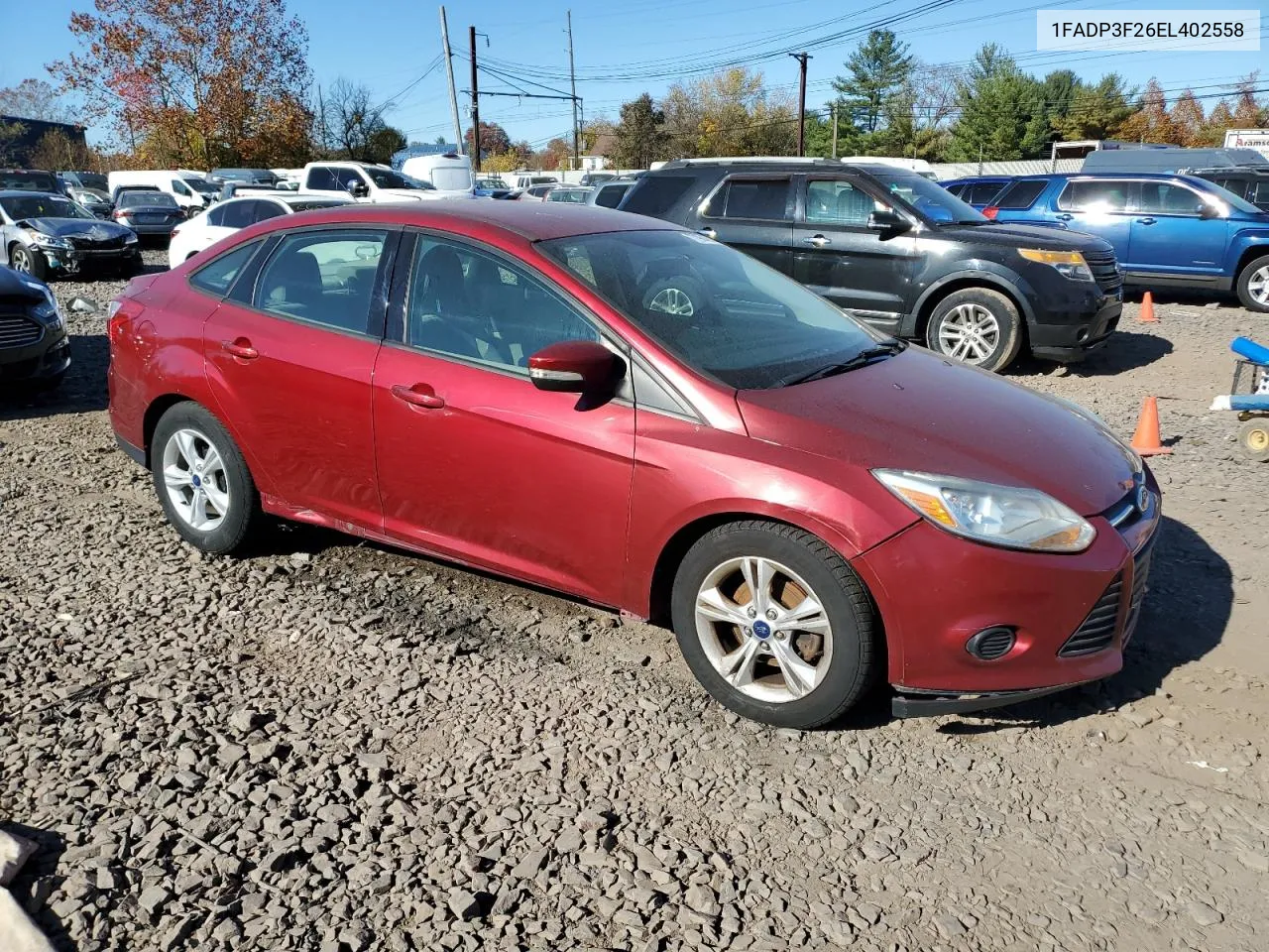 2014 Ford Focus Se VIN: 1FADP3F26EL402558 Lot: 77984614