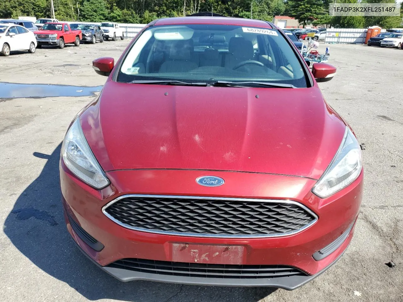 2015 Ford Focus Se VIN: 1FADP3K2XFL251487 Lot: 68289264